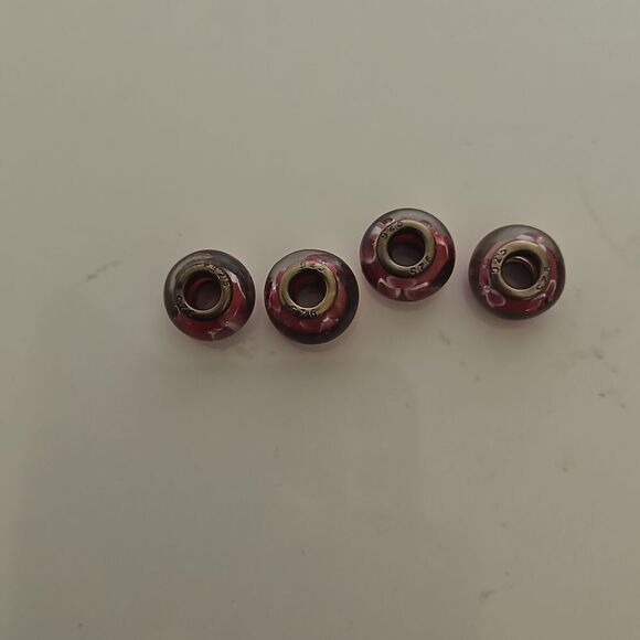 Murano Glass Floral Bead Set Of 4 Charms - Picture 3 of 16